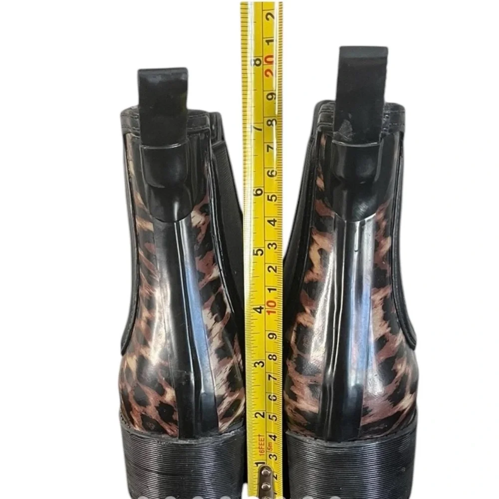 Jeffery Campbell Boots Womens 7 Black‎ Brown Leopard Platform Chelsea Rain Lug - Picture 7 of 9
